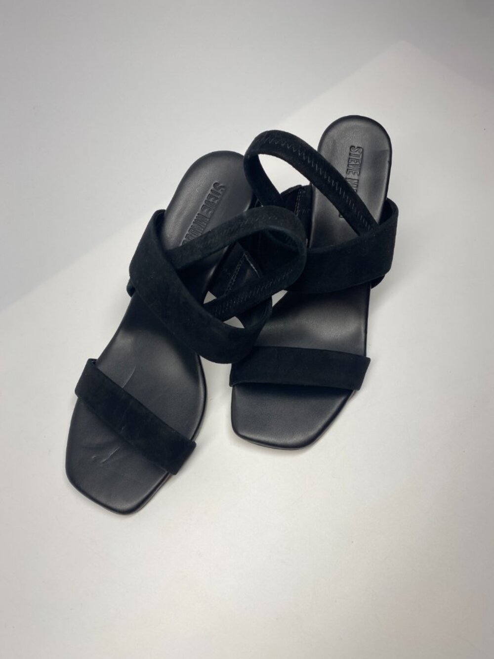 Steve Madden Women's Marbell Slingback Black Suede Block-Heel Sandals Sz 9.5 - Picture 8 of 9